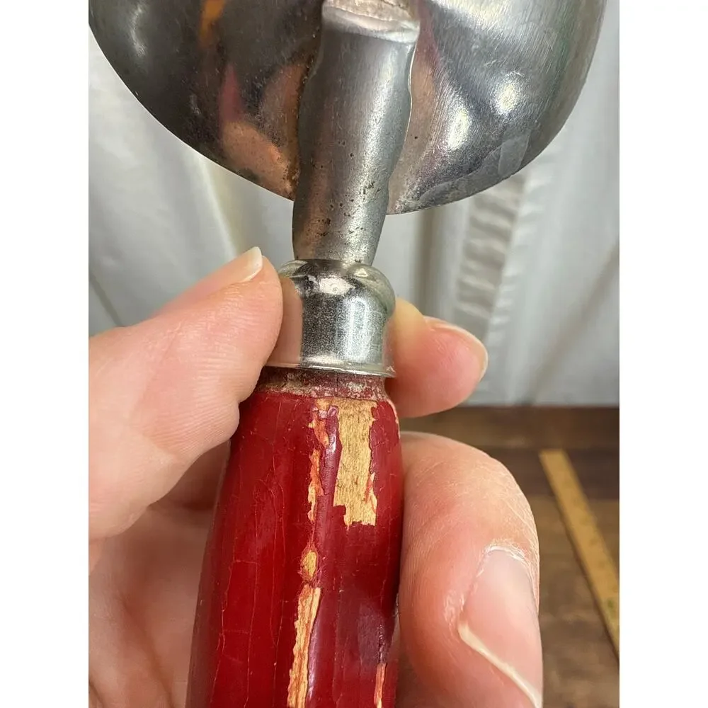 A&J Vintage Level Full 1/4 Cup Measuring Scoop Cup Red Wood Handle & Metal USA